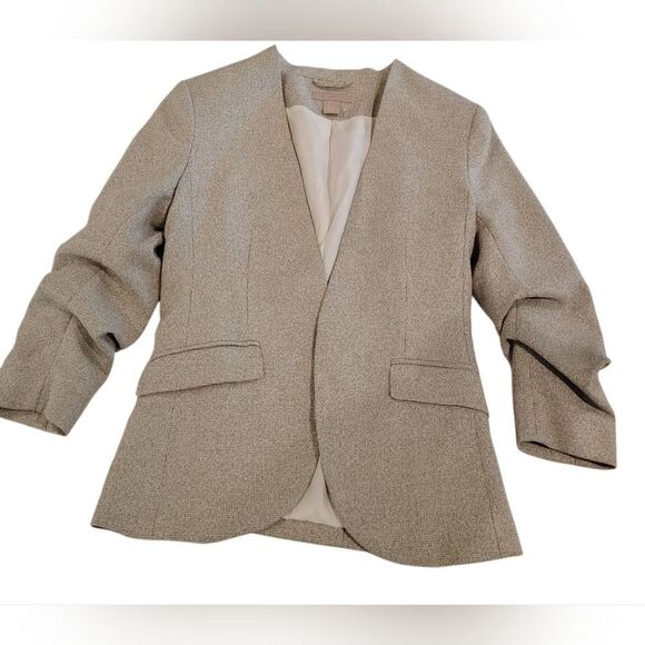 H&M Light Gray Women's Blazer Size Xsmall 3/4 Scrunch Sleeve - Picture 16 of 16